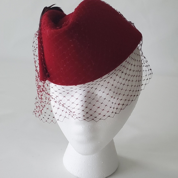 Vintage Burgundy 100% Wool Felt Hat By Ruth Alan - Picture 4 of 7